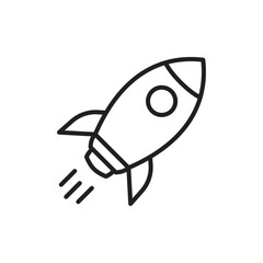 Rocket icon Flat art in black and white isolated
