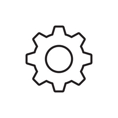 Settings gear icon Flat art in black and white isolated