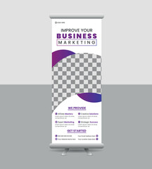 Roll up banner design template, pull up design, Banner Layout with retractable banner stand or flag design