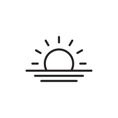 Sunrise icon Flat art in black and white isolated