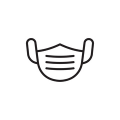Surgical mask icon Flat art in black and white isolated