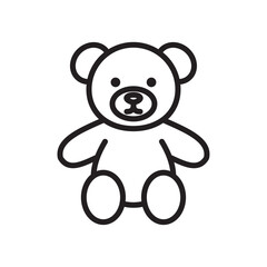 Teddy bear icon Flat art in black and white isolated