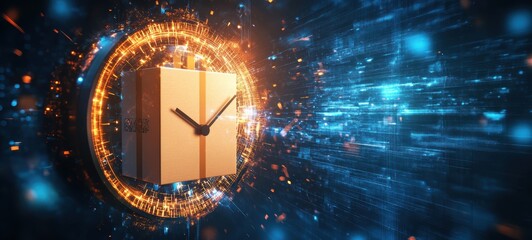 A 24/7 delivery clock with a package symbol, emphasizing around-the-clock service and the speed of deliveries