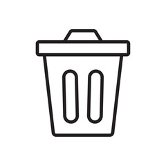 Trash icon Flat art in black and white isolated