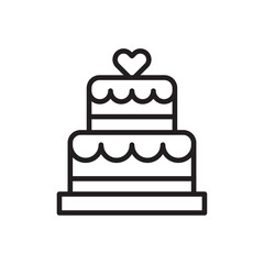 Wedding cake icon Flat art in black and white isolated