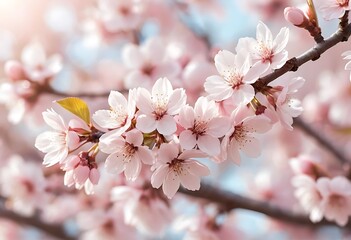 Obraz premium Gorgeous colorful spring cherry flowers in fresh sunshine.