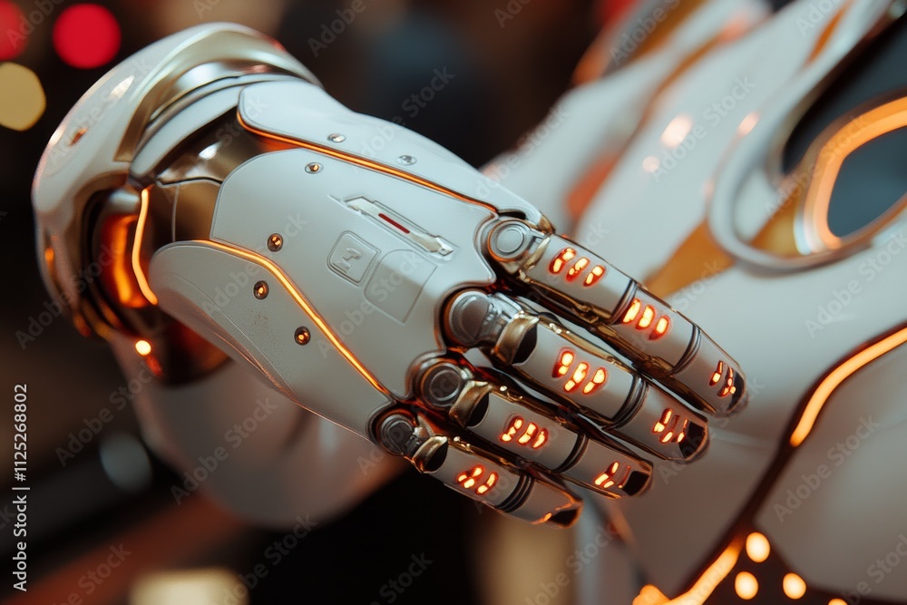 Aufkleber futuristic robotic hand with illuminated features showcasing advanced technology