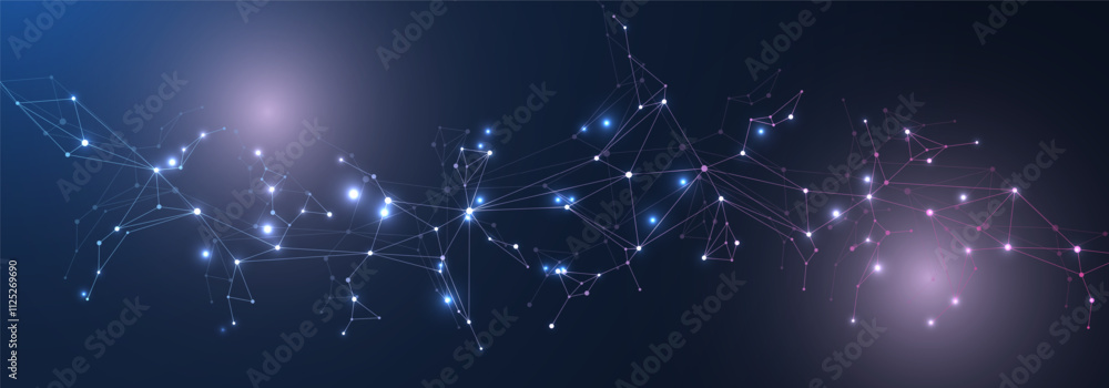Poster global network connection website header or banner design. abstract background with connecting dots 
