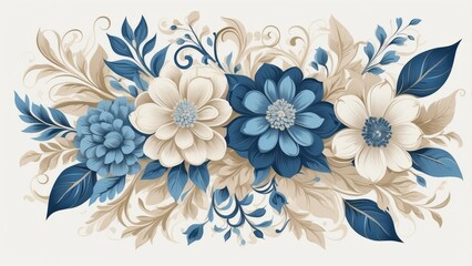  Elegant paper floral arrangement in blue, white and gold tones