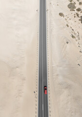 Aerial View, TopDown Photo of Straigh Road in a Desert