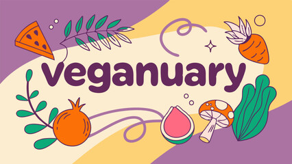 Naklejka premium Veganuary celebration: embrace a plant-based lifestyle with delicious foods
