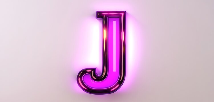 The letter "J" in neon purple with a glowing aura, on a solid white background