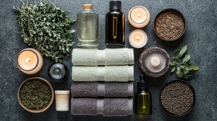 Indulging in serenity flat lay of luxurious spa essentials home environment visual composition calming concept
