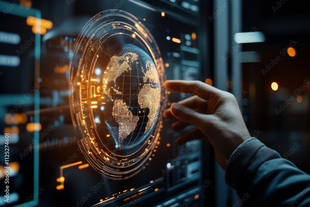 Aufkleber interactive global network display enhances user engagement with digital technology at night