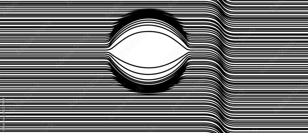 Poster abstract vector optical illusion. hypnotic background with distorted black lines.