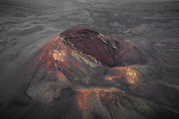 Aerial Photo, Top Down Drone Shot of  Volcano Mountain