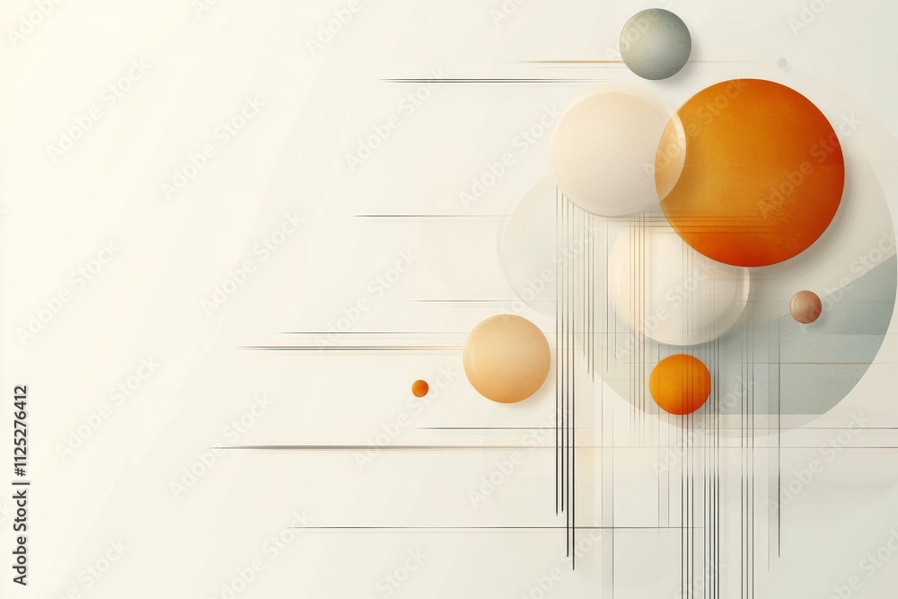 Aufkleber abstract composition featuring circles and lines in warm tones on a light background