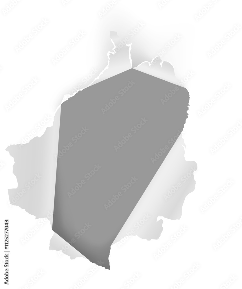 Poster white sheet of paper with ripped edges creating a hole, revealing a gray background, offering an ide