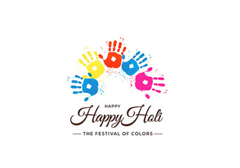 Obraz premium Vibrant Handprints and Colorful Explosion for Holi Festival Celebration 