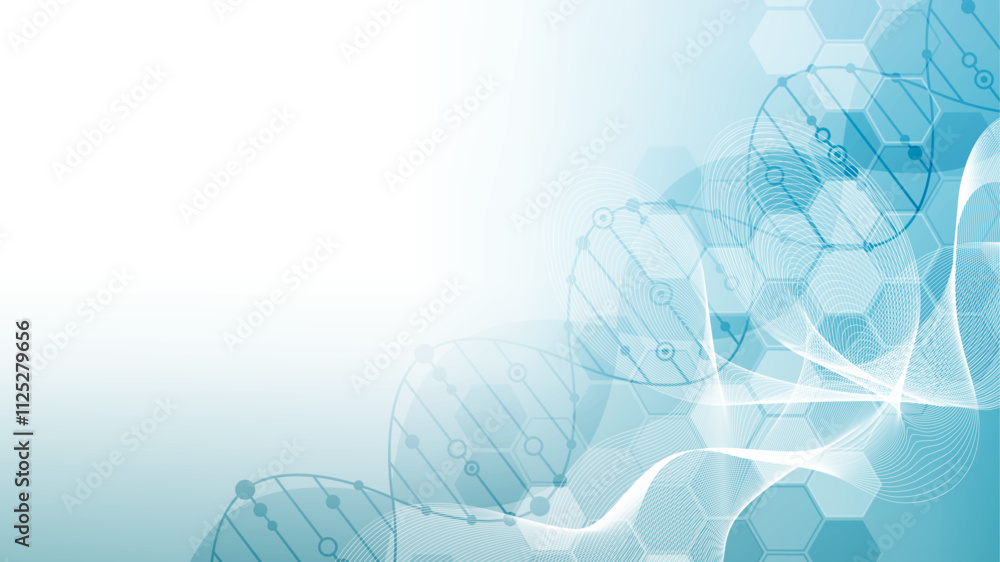 Wall mural molecular structure dna, atom, neurons. science concept for your design. connected lines with dots. 