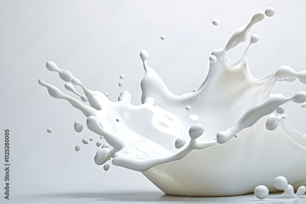 Poster elegant splash of white liquid creating dynamic shapes and textures. smooth, flowing motion captures