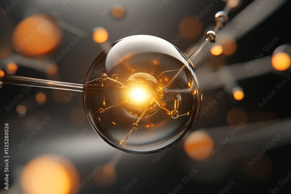 Aufkleber conceptual representation of atomic structure showcasing a glowing nucleus surrounded by electrons
