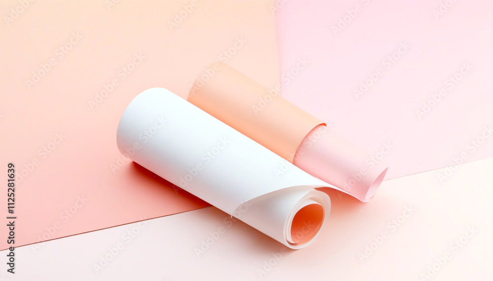 Poster elegant pastel rolls of paper rest on a soft gradient backdrop