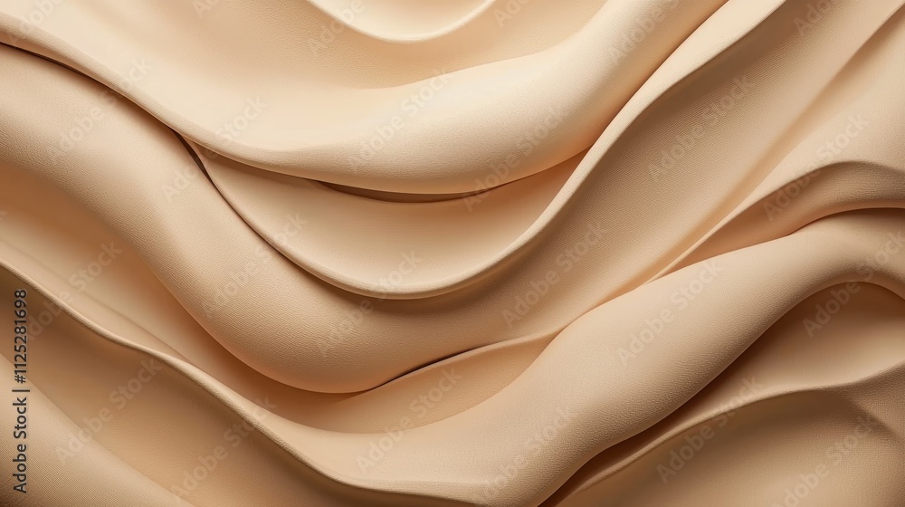 Poster mocha mousse color 2025,delicate curves of beige fabric create an elegant texture in a soft and calm