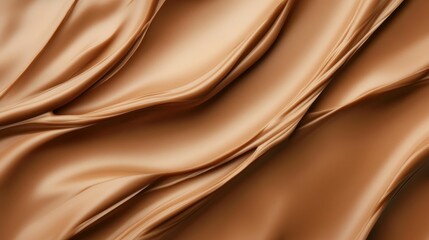 Fototapeta premium mocha mousse color 2025,Satin fabric draped elegantly showcasing rich, warm tones and soft textures in natural light