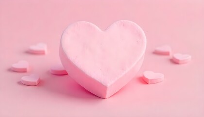 Fototapeta premium Fluffy heart-shaped marshmallow for sweet themes