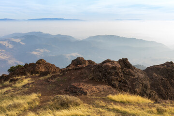 Misty Views from Bald Ridge at Mt Diablo, Contra Costa Costa County, California.