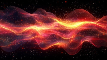 Obraz premium a red and yellow wave on a black background