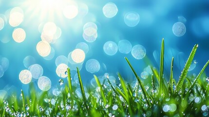 Obraz premium A close up of grass with water droplets on it