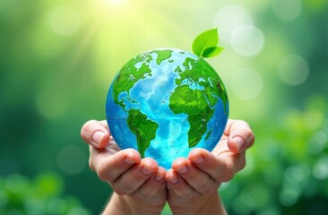 hand holding green earth