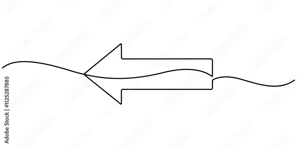 Aufkleber continuous line drawing of horizontal double arrow symbol. abstract line art illustration, arrow pointing, Arrow Symbol Continuous Line Icon, One line drawing of arrows Left and right linear arrows. 