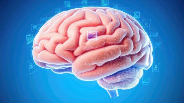 Illuminated Brain with Digital Network Connections