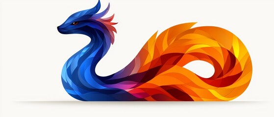 Fototapeta premium A colorful dragon is shown on a white background