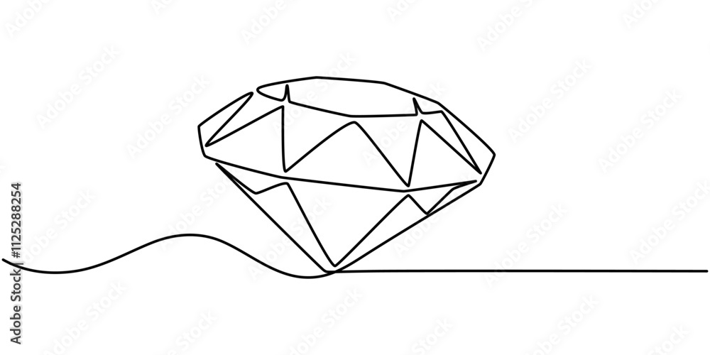 Poster continuous line drawing of diamond icon. hand drawn symbol vector illustration, continuous one line 