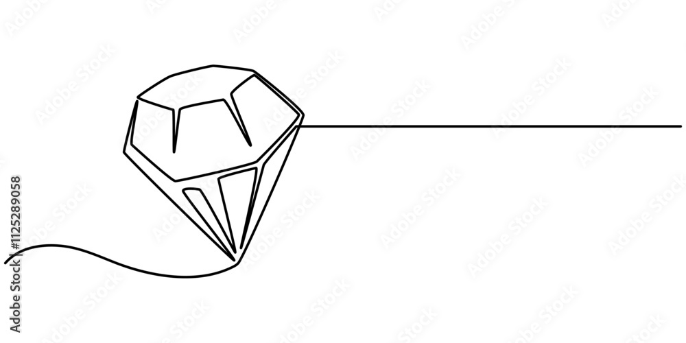 Poster continuous line drawing of diamond icon. hand drawn symbol vector illustration, continuous one line 