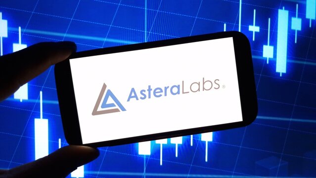 Konskie, Poland - December 08, 2024: Astera Labs company logo displayed on mobile phone