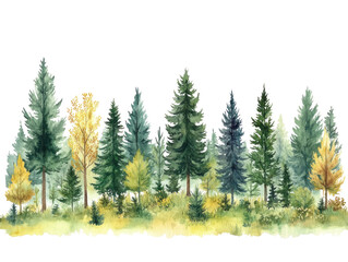Obraz premium Lush Forest Landscape with Vibrant Green Trees
