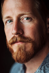 Fototapeta premium Man with stylish beard and captivating gaze indoors