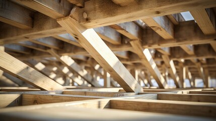 A photo of a detailed shot of floor joists