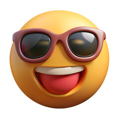Naklejka premium 3D emoji in plastic style. Face expression of round yellow emoticon for social network and messenger reaction