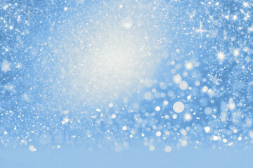Silver and Light Beige Christmas Background with Small Delicate Snowflakes and Silver Glitter