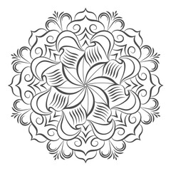 Symmetrical ornament in Tantric yoga of Buddhism and Hinduism. Monochrome design element for a creative idea