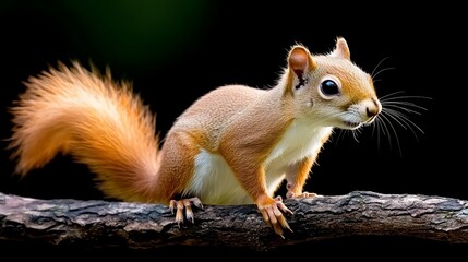 Obraz premium A red squirrel sitting on a tree branch
