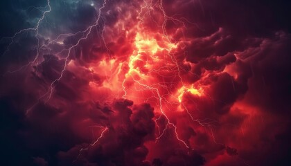 A breathtaking close up of striking lightning illuminating a dramatic and turbulent sky scene