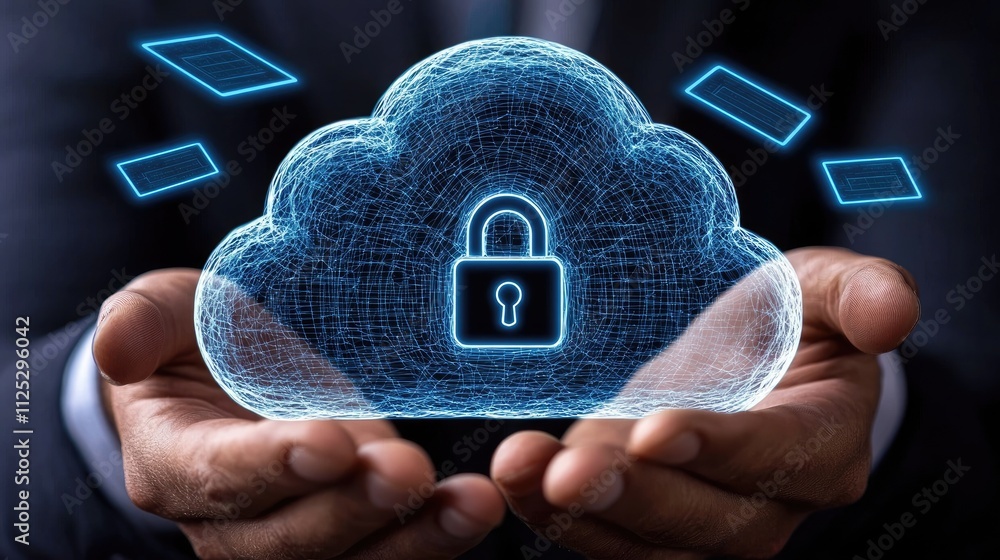 Poster secure cloud technology implementation digital workspace infographic corporate environment professio