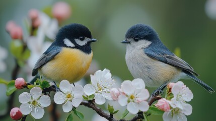 Obraz premium A couple of birds sitting on top of a tree branch